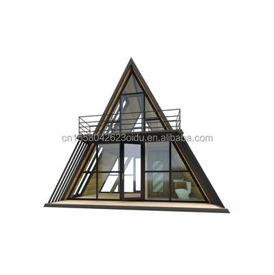 Qualität  Resort Triangle Shape Wooden House Steel Frame with Galvanized Steel Bending 180g and 50/75/100mm Wave Sandwich Panel Walls usine
