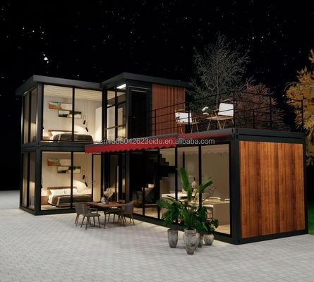 Galvanisierte Quadratrohren aus Stahl Hauptstruktur Containerhäuser für Luxusprefabrikate mit zwei Schlafzimmern Flat Pack Versand