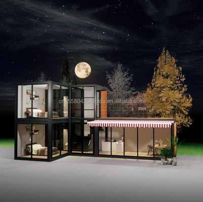 Galvanisierte Quadratrohren aus Stahl Hauptstruktur Containerhäuser für Luxusprefabrikate mit zwei Schlafzimmern Flat Pack Versand