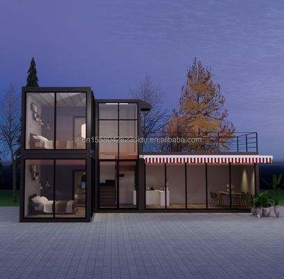 Galvanisierte Quadratrohren aus Stahl Hauptstruktur Containerhäuser für Luxusprefabrikate mit zwei Schlafzimmern Flat Pack Versand