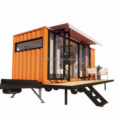 Modernes Mini Mobile Tiny Trailer Containerhaus mit Stahlrahmen Verzinktes Stahl biegen und Sandwich-Panel Material Räder