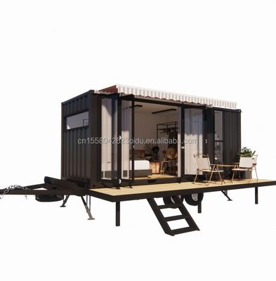 Modernes Mini Mobile Tiny Trailer Containerhaus mit Stahlrahmen Verzinktes Stahl biegen und Sandwich-Panel Material Räder