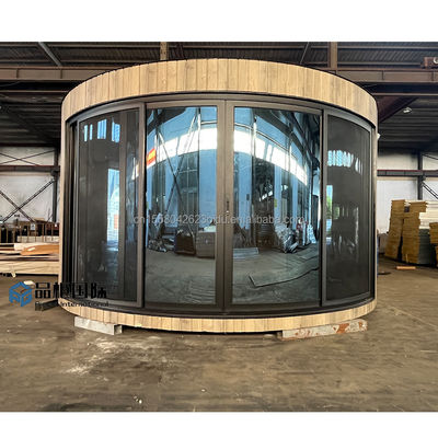 Klappbarer Container Luxus Glamping Pod Kabine Vorgefertigte Holzhäuser Flat Pack Kreis Haus rund Holz Struktur 20ft/40ft