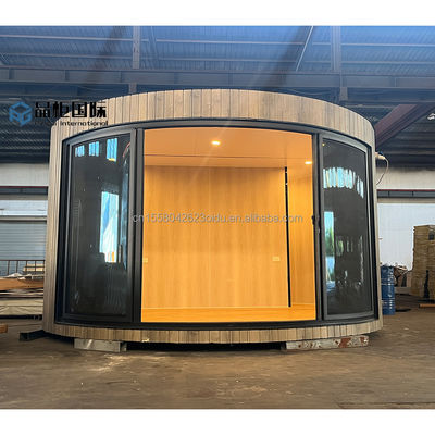 Klappbarer Container Luxus Glamping Pod Kabine Vorgefertigte Holzhäuser Flat Pack Kreis Haus rund Holz Struktur 20ft/40ft