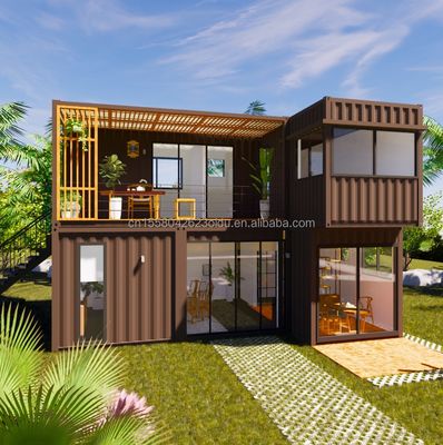 Maßgeschneiderte Farbe 20ft Flat Pack Living Steel Frame Modular Home Prefab Sandwich Panel Versand 3 Schlafzimmer Containerhaus