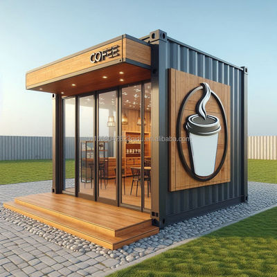 Wand 50mm Welle Sandwich Panel Hotel Pop-up Container Kaffee Restaurant Bar Cafe Kiosk Booth mit Stahl vorgefertigtes Haus