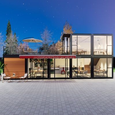 Maßgeschneiderte Holz 20ft Luxus Wohn Prefab Haus 4 Schlafzimmer Erweiterbarer Container Zuhause Sandwich Panel Büro Hotel Outdoor