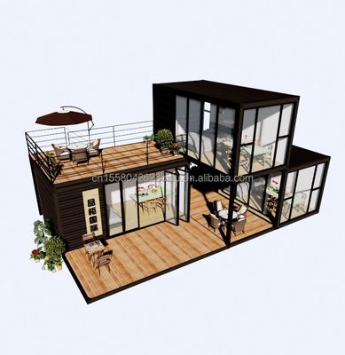 Outdoor Luxus Zwei Schlafzimmer Modernes Design Prefab Containerhaus mit Flat Pack Stahl und Sandwich Panel Outdoor