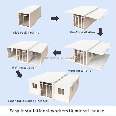 Wohn- oder Bürogebäude 20 Fuß erweiterbares Containerhaus mit zwei Schlafzimmern und Fenstern aus Aluminiumlegierung im modernen Stil