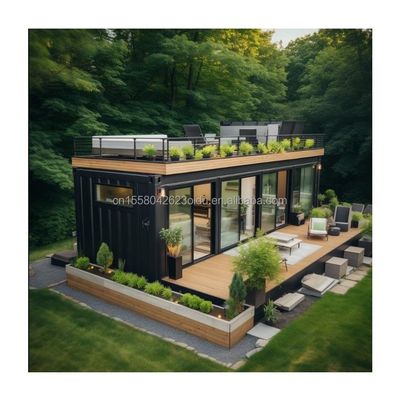20ft 40ft Vorgefertigte Containerhäuser Modernes Design Holzfarbe Vorgefertigte Häuser für Paare Familien Hotels im Freien