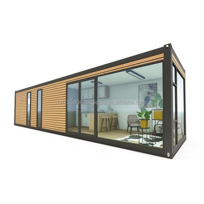 20ft 40ft Vorgefertigte Containerhäuser Modernes Design Holzfarbe Vorgefertigte Häuser für Paare Familien Hotels im Freien