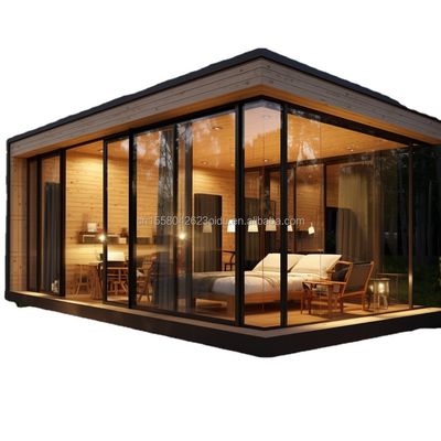 20ft 40ft Vorgefertigte Containerhäuser Modernes Design Holzfarbe Vorgefertigte Häuser für Paare Familien Hotels im Freien