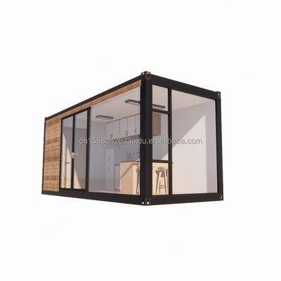 20ft 40ft Vorgefertigte Containerhäuser Modernes Design Holzfarbe Vorgefertigte Häuser für Paare Familien Hotels im Freien