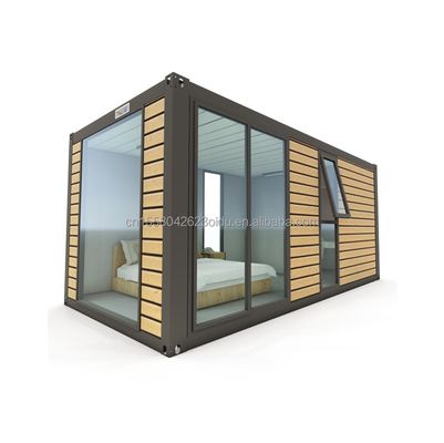 20 Fuß modernes Stahlcontainerhaus Holzfarbe Wohnhaus Kleines Haus Paar Hotelzimmer