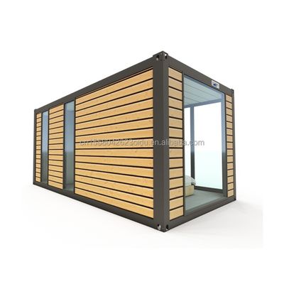 20 Fuß modernes Stahlcontainerhaus Holzfarbe Wohnhaus Kleines Haus Paar Hotelzimmer