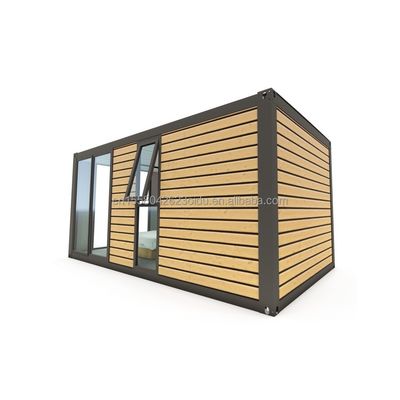 20 Fuß modernes Stahlcontainerhaus Holzfarbe Wohnhaus Kleines Haus Paar Hotelzimmer
