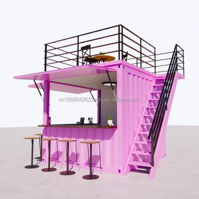 Stahlrahmen und galvanisiertes Stahlbogen Vorgefertigter Behälter Restaurant Laden Lebensmittelstand 10 Fuß mit Containerhäusern