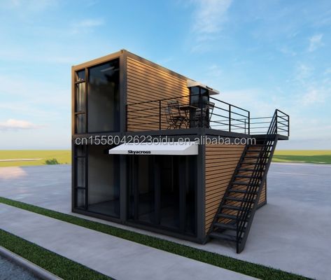 Außenwohnzimmer Kleine Häuser Luxus zweistöckige moderne Stahlvilla Modularer vorgefertigter Containerhaus