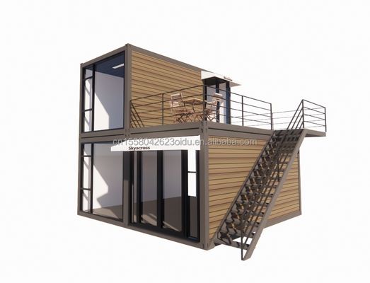 Außenwohnzimmer Kleine Häuser Luxus zweistöckige moderne Stahlvilla Modularer vorgefertigter Containerhaus