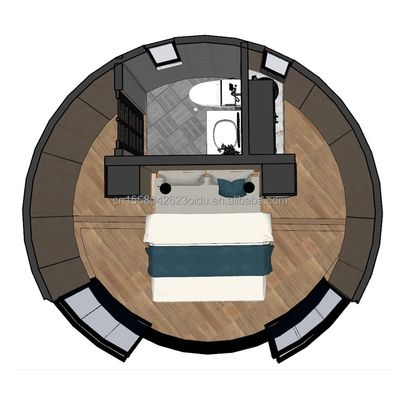 Galvanisiertes Stahlquadratrohr Struktur Holz Rundhaus CE Luxus modernes Containerhaus mit Fenstern aus Aluminiumlegierung