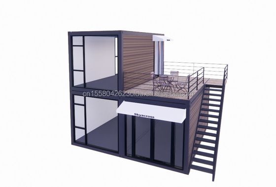 Außenwohnzimmer Kleine Häuser Luxus zweistöckige moderne Stahlvilla Modularer vorgefertigter Containerhaus