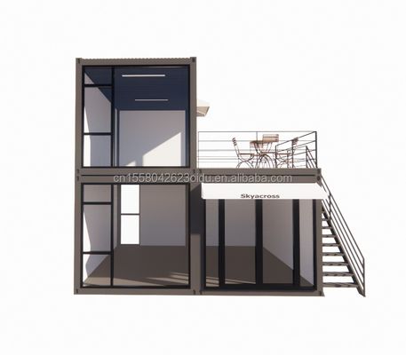 Außenwohnzimmer Kleine Häuser Luxus zweistöckige moderne Stahlvilla Modularer vorgefertigter Containerhaus