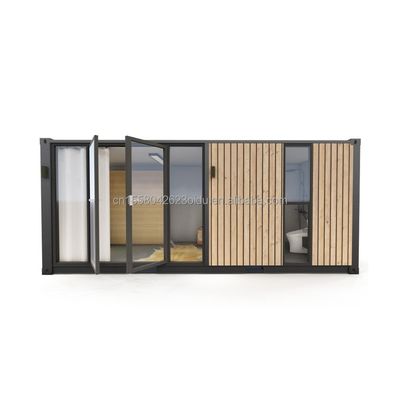 Moderne Gestaltung Stil kundenspezifische Farbe Holz Vorgefertigte Containerhaus Stahl Sandwich Panel Hotel Toiletten für den Außenbereich