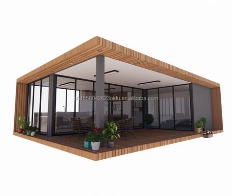 2 Schlafzimmer Vorgefertigtes Kleines Haus aus Stahlmaterial für modernes Design Holz Wohnhaus im Freien Büro