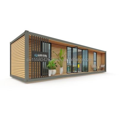 40ft Luxus Container Holzhaus mit 2 Schlafzimmern Vorgefertigtes Home Office Modernes Design Galvanisiertes Stahl biegen 180g