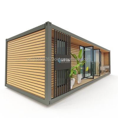 40ft Luxus Container Holzhaus mit 2 Schlafzimmern Vorgefertigtes Home Office Modernes Design Galvanisiertes Stahl biegen 180g