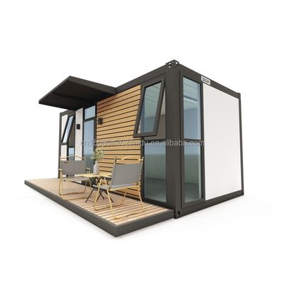Flat Pack Container EU kundenspezifischer moderner Luxus 20ft vorgefertigtes Holzhaus mit Stahlkonstruktion Garten vorgefertigt im Stil des modernen Designs der Mitte des Jahrhunderts