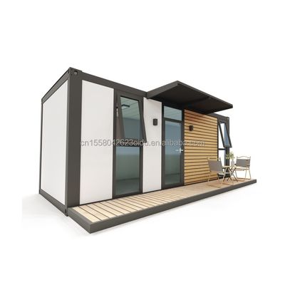 Flat Pack Container EU kundenspezifischer moderner Luxus 20ft vorgefertigtes Holzhaus mit Stahlkonstruktion Garten vorgefertigt im Stil des modernen Designs der Mitte des Jahrhunderts