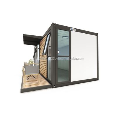 Flat Pack Container EU kundenspezifischer moderner Luxus 20ft vorgefertigtes Holzhaus mit Stahlkonstruktion Garten vorgefertigt im Stil des modernen Designs der Mitte des Jahrhunderts