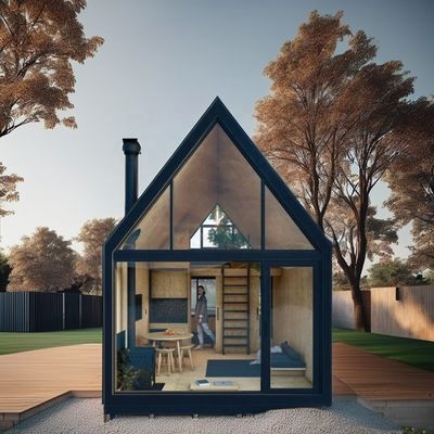 Schnell installierte zweistöckige Prefab Villa mit A-Rahmen-Design und Dreieckskontinent aus galvanisierten Quadratrohren