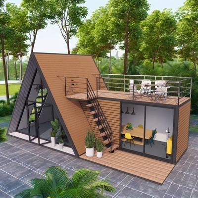 Aluminiumlegierte Fenster Luxus modernes A-Rahmen-Niedrighaus Villa Wärmeisoliert Modulares Vorgefertigtes winziges Dreieckshaus für Wohnung