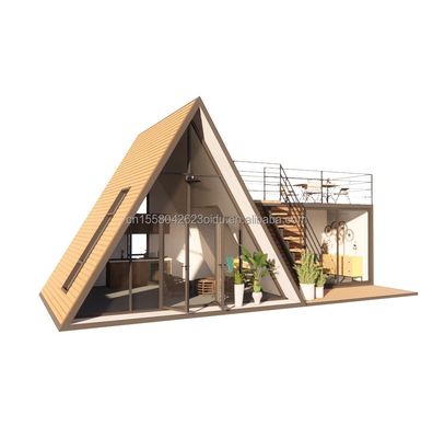 Aluminiumlegierte Fenster Luxus modernes A-Rahmen-Niedrighaus Villa Wärmeisoliert Modulares Vorgefertigtes winziges Dreieckshaus für Wohnung