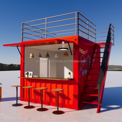 Shop professioneller kundenspezifischer Behälter Kaffeeshop Bar Fast-food Restaurant Convenience Store Kiosk Booth mit Aluminium-Legierungsfenstern