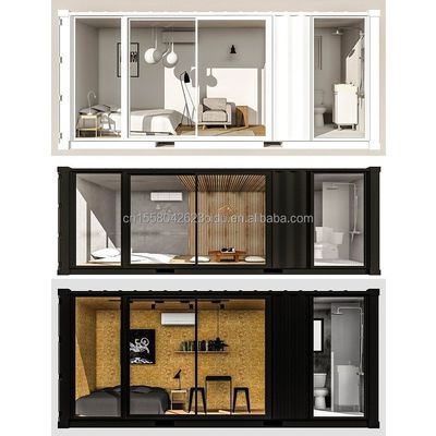 Modernes Design für den Außenbereich Erweiterbarer Container Haus Vorgefertigte Holzkonstruktion Großer Glassolarraum für Familien Hotel für Paare