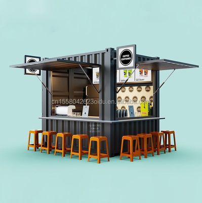 Hauptstruktur Galvanisierte Stahlquadratrohre 10 Fuß bewegliche Bar Kaffeehandlung für 20 Fuß Versandcontainer Gartenkaffeehaus