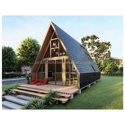 Hotel Holzhäuser mit Dreiecksdesign Moderner Stil Container und 50/75/100mm Welle Sandwich Panel Wand in der EU