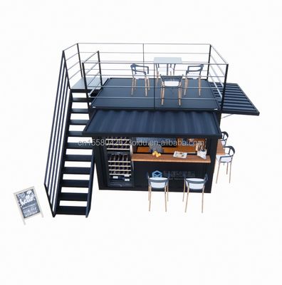 10ft Mini-Pop-up Shop Galvanisierte Stahlquadratrohren Zwei Stockwerke Pop-up Container Bar Kaffeebeutel