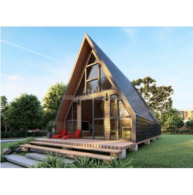 Hotel Holzhäuser mit Dreiecksdesign Moderner Stil Container und 50/75/100mm Welle Sandwich Panel Wand in der EU