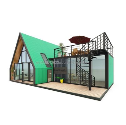 Villa Wohnen oder Hotel Elegante Wohn Prefab Containerhaus mit Aluminiumlegierung Fenster in Stahl Dreieck Design