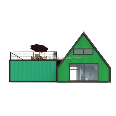 Villa Wohnen oder Hotel Elegante Wohn Prefab Containerhaus mit Aluminiumlegierung Fenster in Stahl Dreieck Design