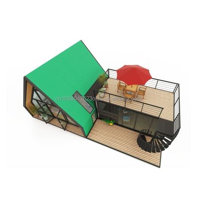 Villa Wohnen oder Hotel Elegante Wohn Prefab Containerhaus mit Aluminiumlegierung Fenster in Stahl Dreieck Design