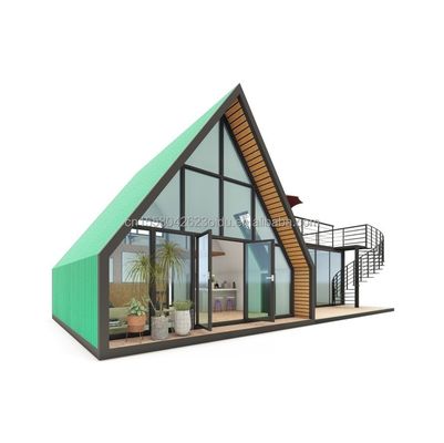 Villa Wohnen oder Hotel Elegante Wohn Prefab Containerhaus mit Aluminiumlegierung Fenster in Stahl Dreieck Design