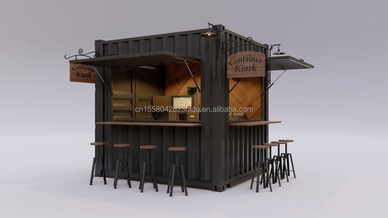 Verzinkte Stahlquadratrohre Mini-Popup-Shop Mobilbehälter Kaffeehäuser 10ft Container mit 50mm Wand und 75mm Wand
