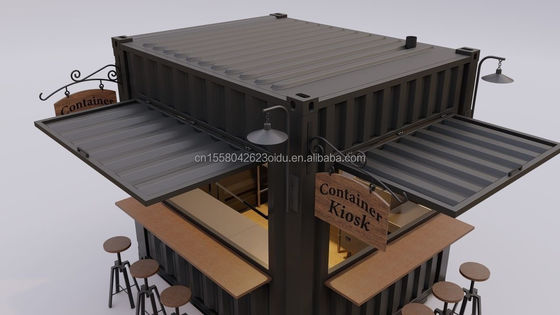 Verzinkte Stahlquadratrohre Mini-Popup-Shop Mobilbehälter Kaffeehäuser 10ft Container mit 50mm Wand und 75mm Wand