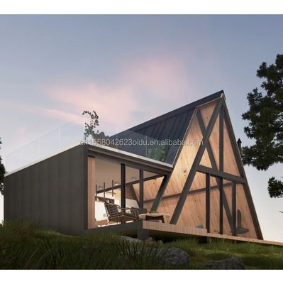 angepasste Farbe Luxus Hotelzimmer Design Dreieckshaus Container für Familie oder Villa aus galvanisierten Quadratrohren aus Stahl