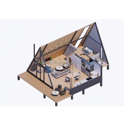 angepasste Farbe Luxus Hotelzimmer Design Dreieckshaus Container für Familie oder Villa aus galvanisierten Quadratrohren aus Stahl